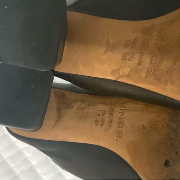 Vince Vona Slide Square Toe Leather Black Size 6.5 - Picture 5 of 5